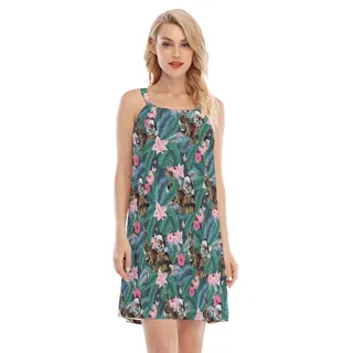 Tropical Santa Claus With Gun Aloha Cami Dress For Women