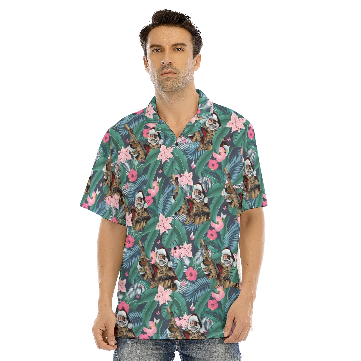 Cool Santa Tactical Gun Hawaiian Shirt - variant image 1