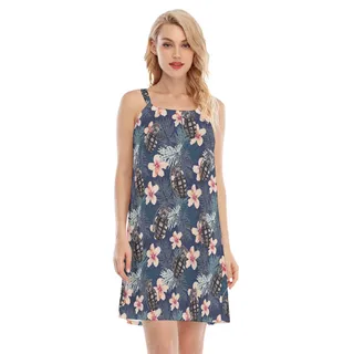 Tropical Hibiscus Grenade Tactical Hawaiian Cami Dress For Women