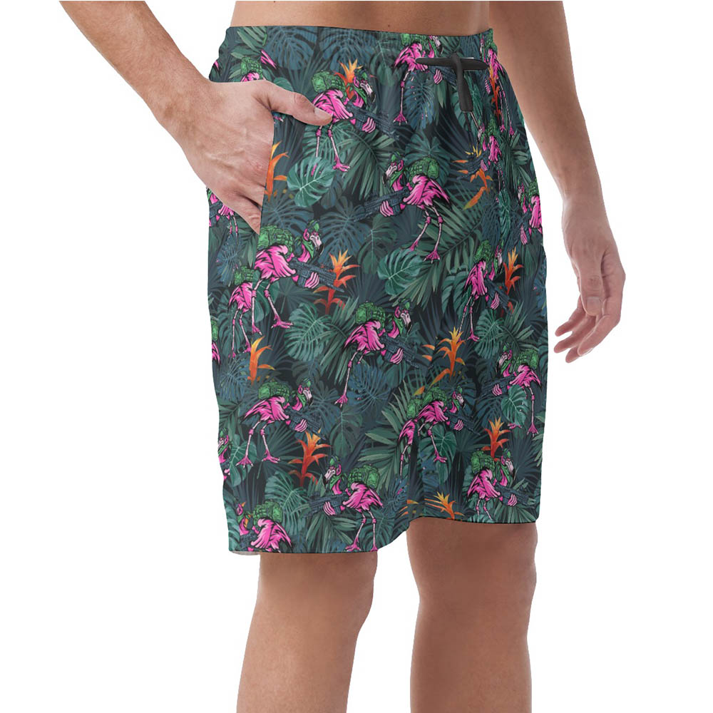 Tropical Flamingo Tactical Hawaiian Beach Shorts
