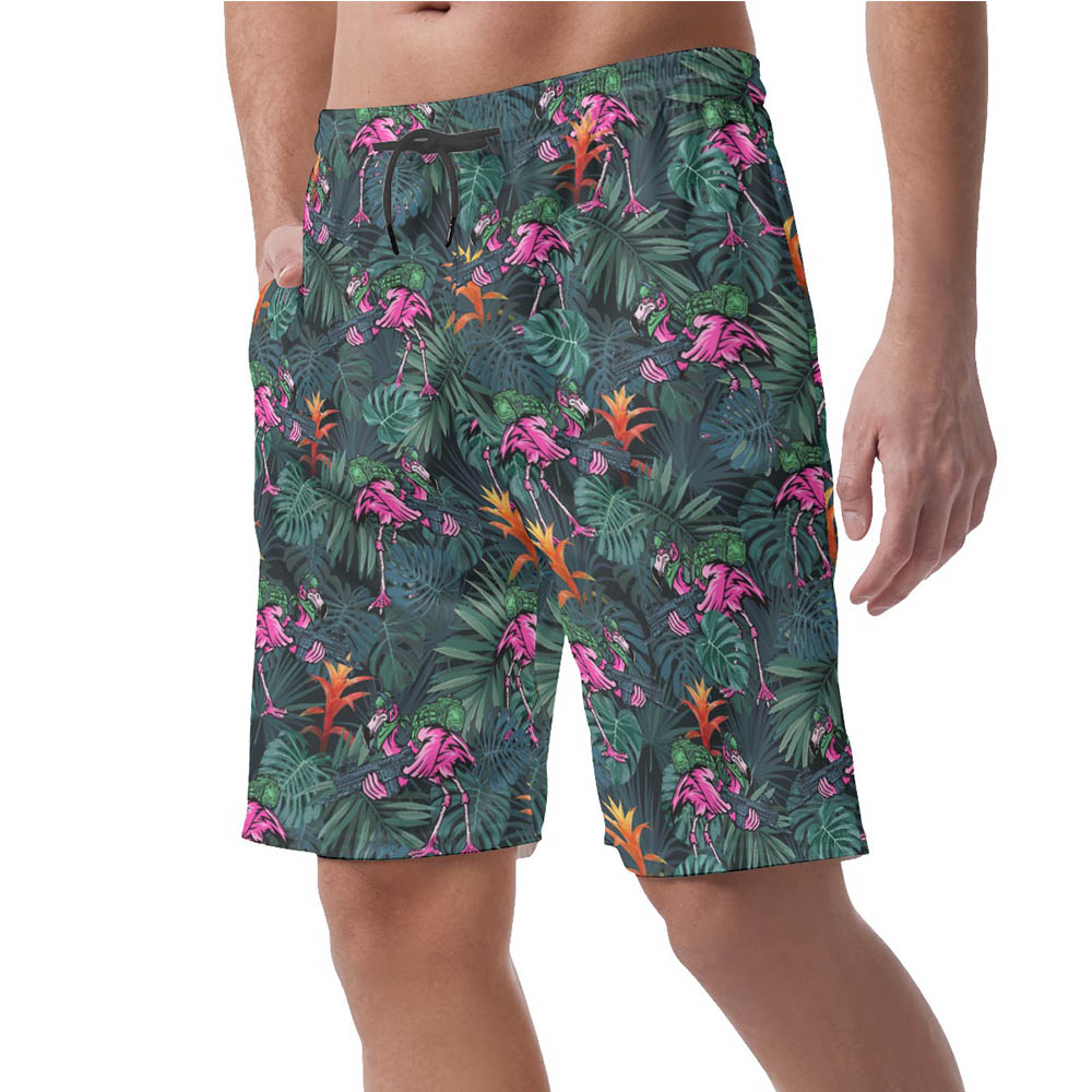 Tropical Flamingo Tactical Hawaiian Beach Shorts
