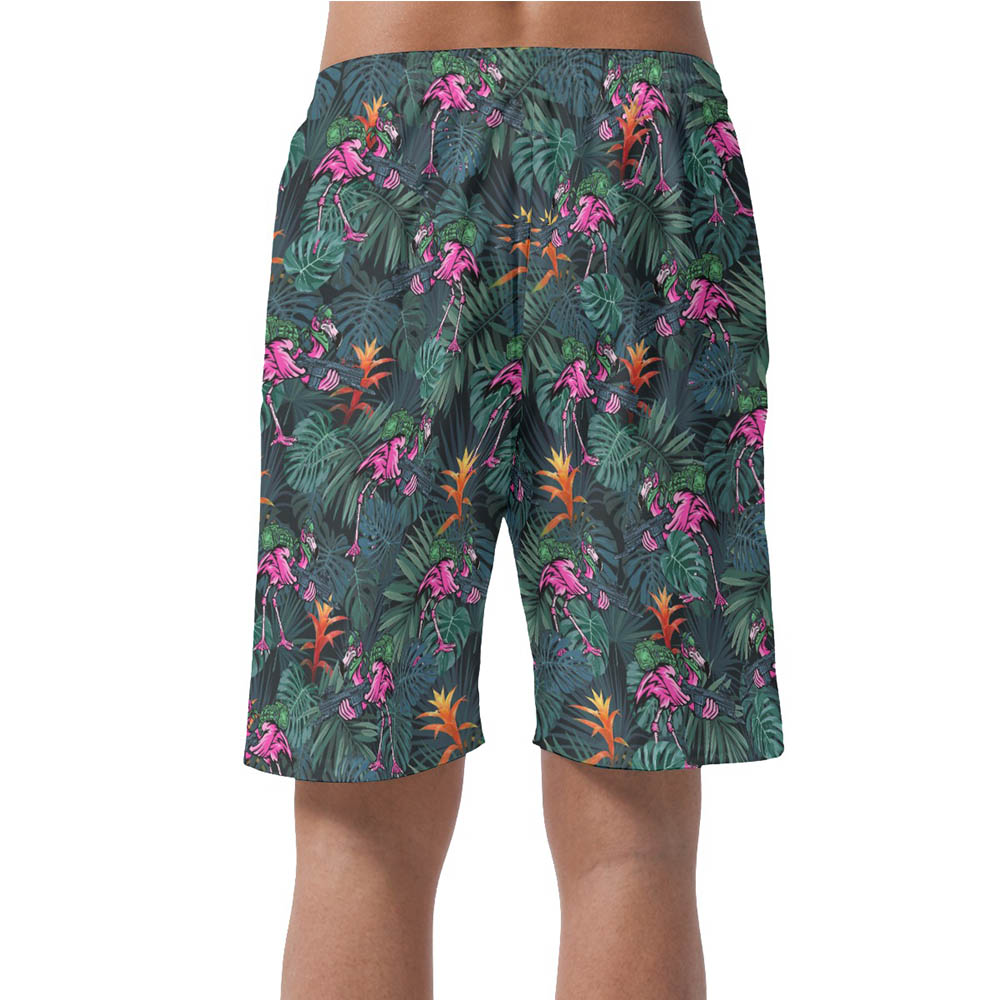 Tropical Flamingo Tactical Hawaiian Beach Shorts
