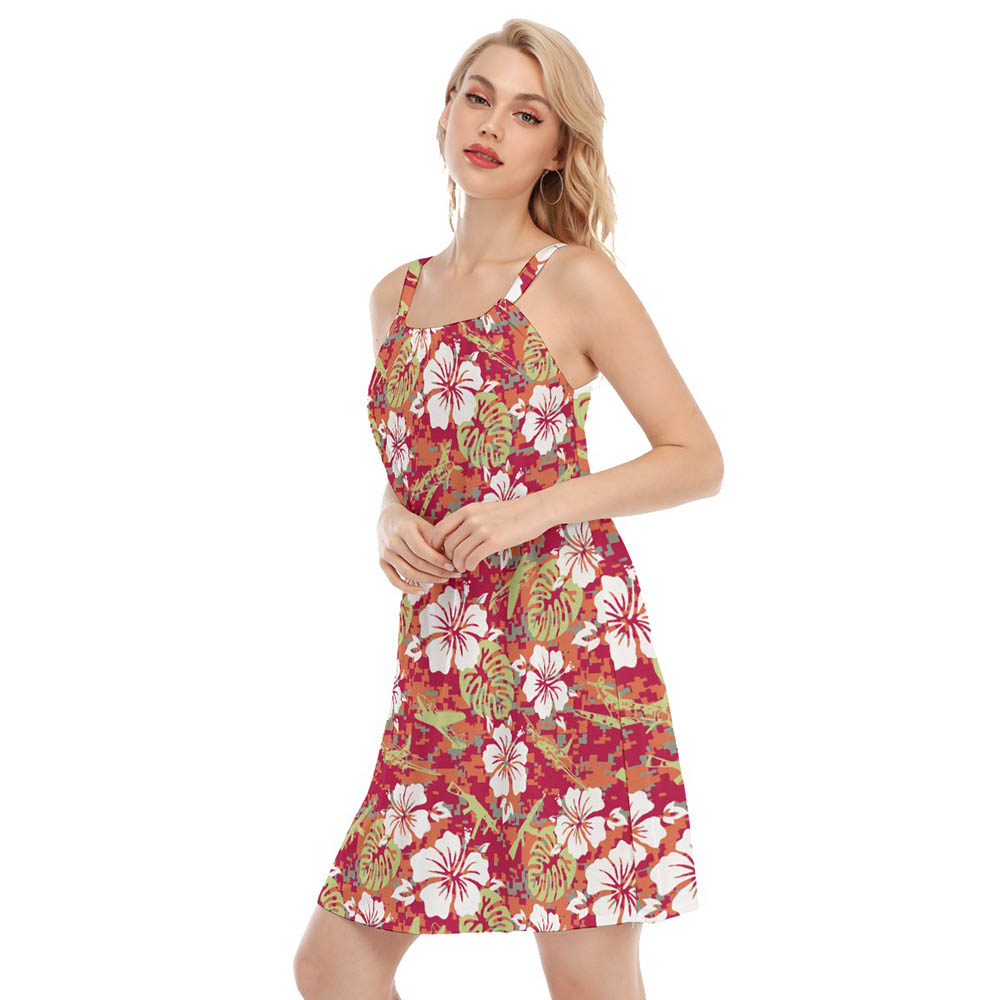Cool Tactical Gun Hibiscus Vintage Hawaiian Dress For Women