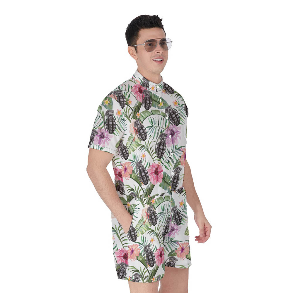 Cool Tactical Grenade Men's Floral Hawaiian Romper