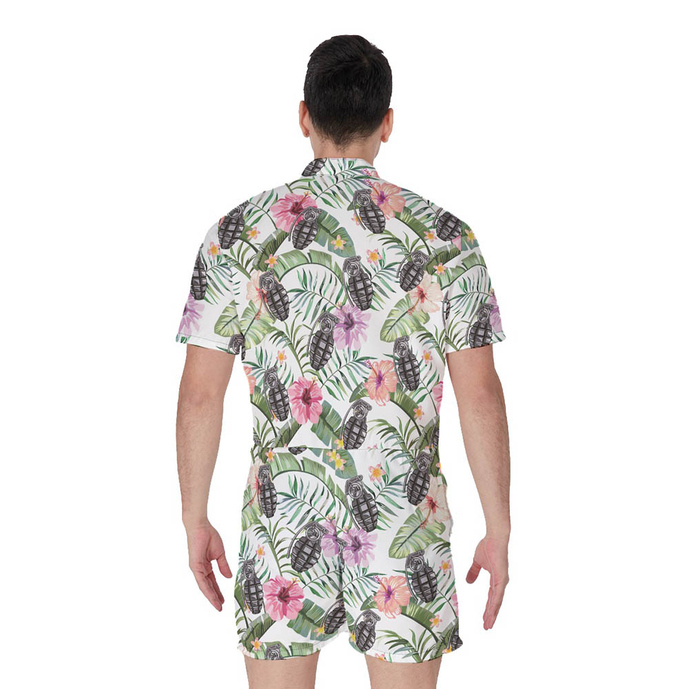 Cool Tactical Grenade Men's Floral Hawaiian Romper