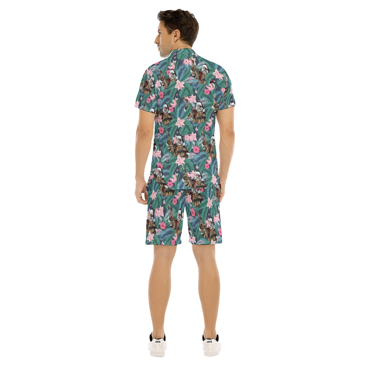 Set Tactical Gun Santa Claus Hawaiian Shirt And Matching Shorts For Men