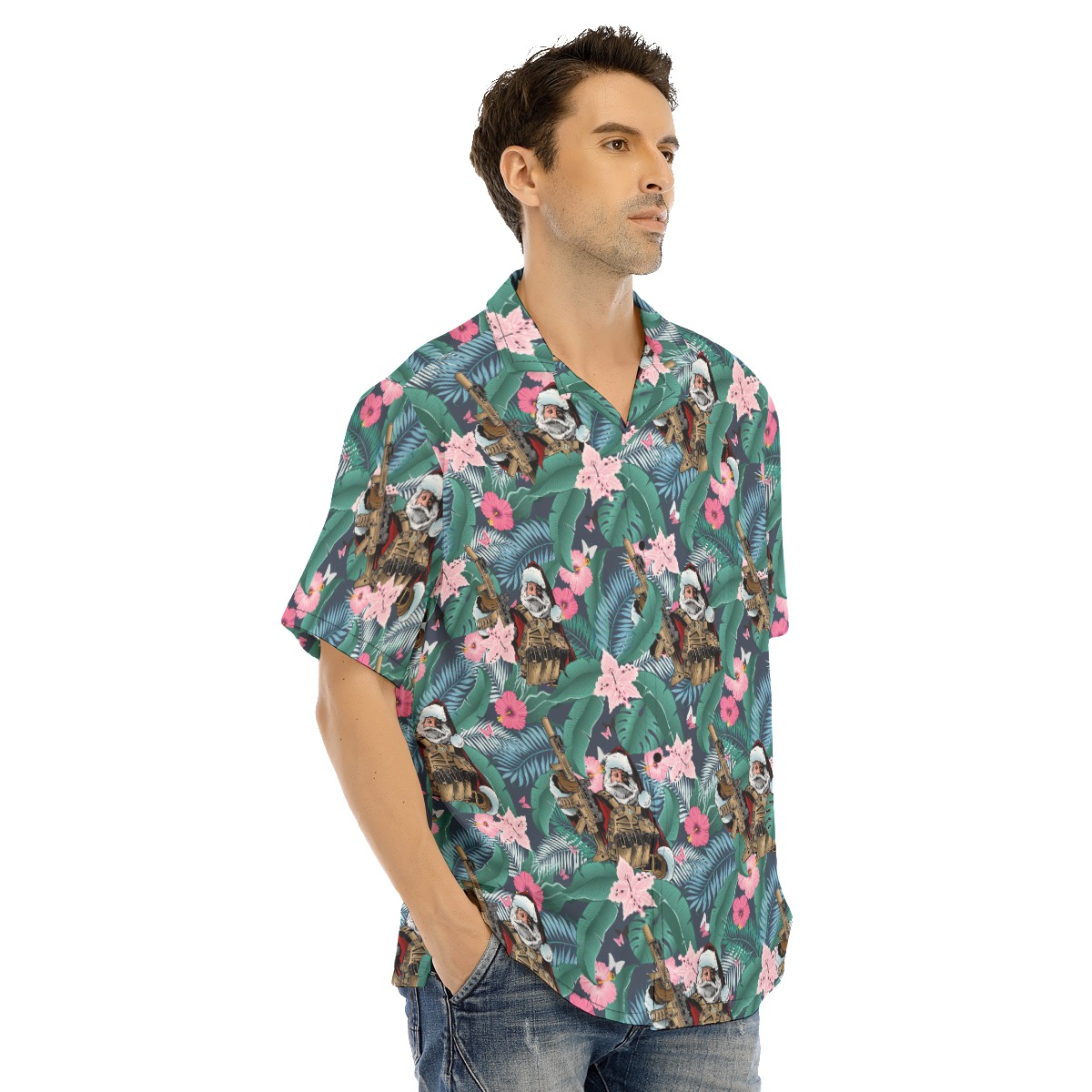 Cool Santa Tactical Gun Hawaiian Shirt