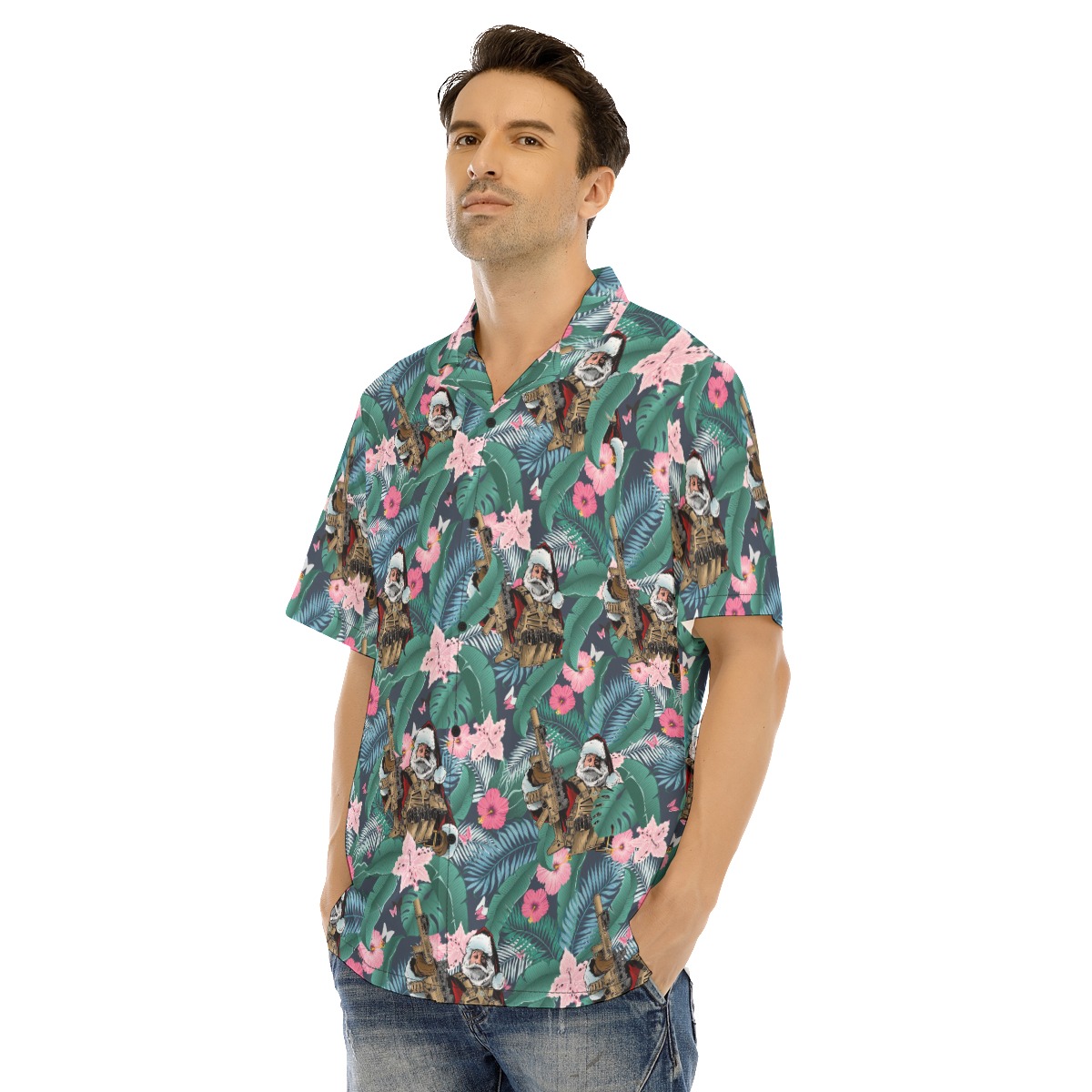 Cool Santa Tactical Gun Hawaiian Shirt