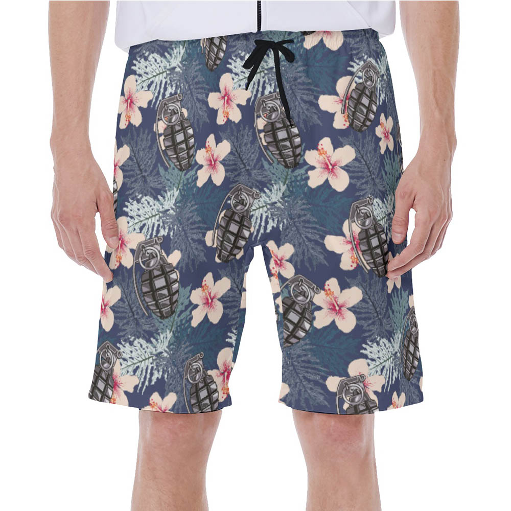 Tactical Grenade Hibiscus Hawaiian Swim Trunks For Men - variant image 1
