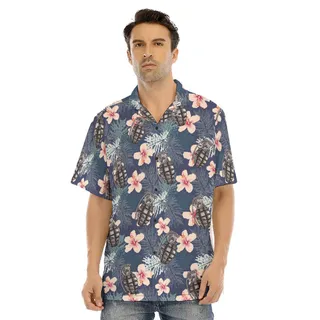 Cool Tactical Grenade Hibiscus Hawaiian Shirt