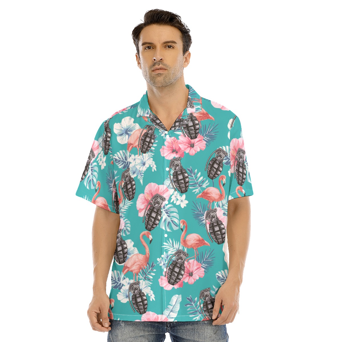 Grenade Tactical Floral Flamingo Hawaiian Shirt - variant image 1