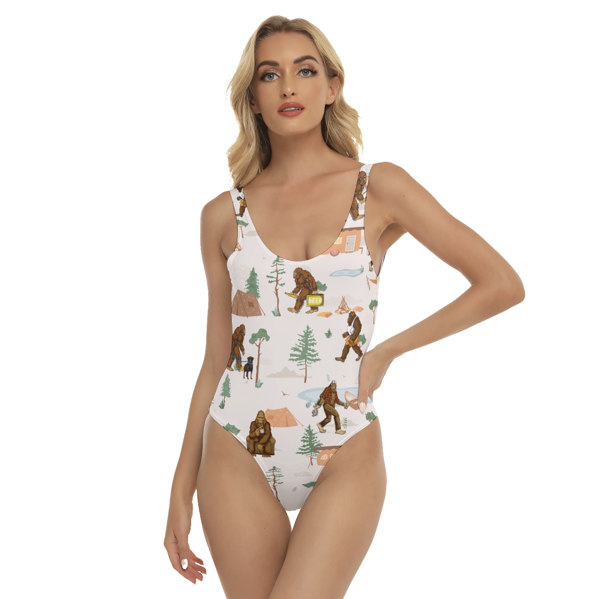 Funny Sasquatch One Piece Hawaiian Swimsuit For Women - variant image 1