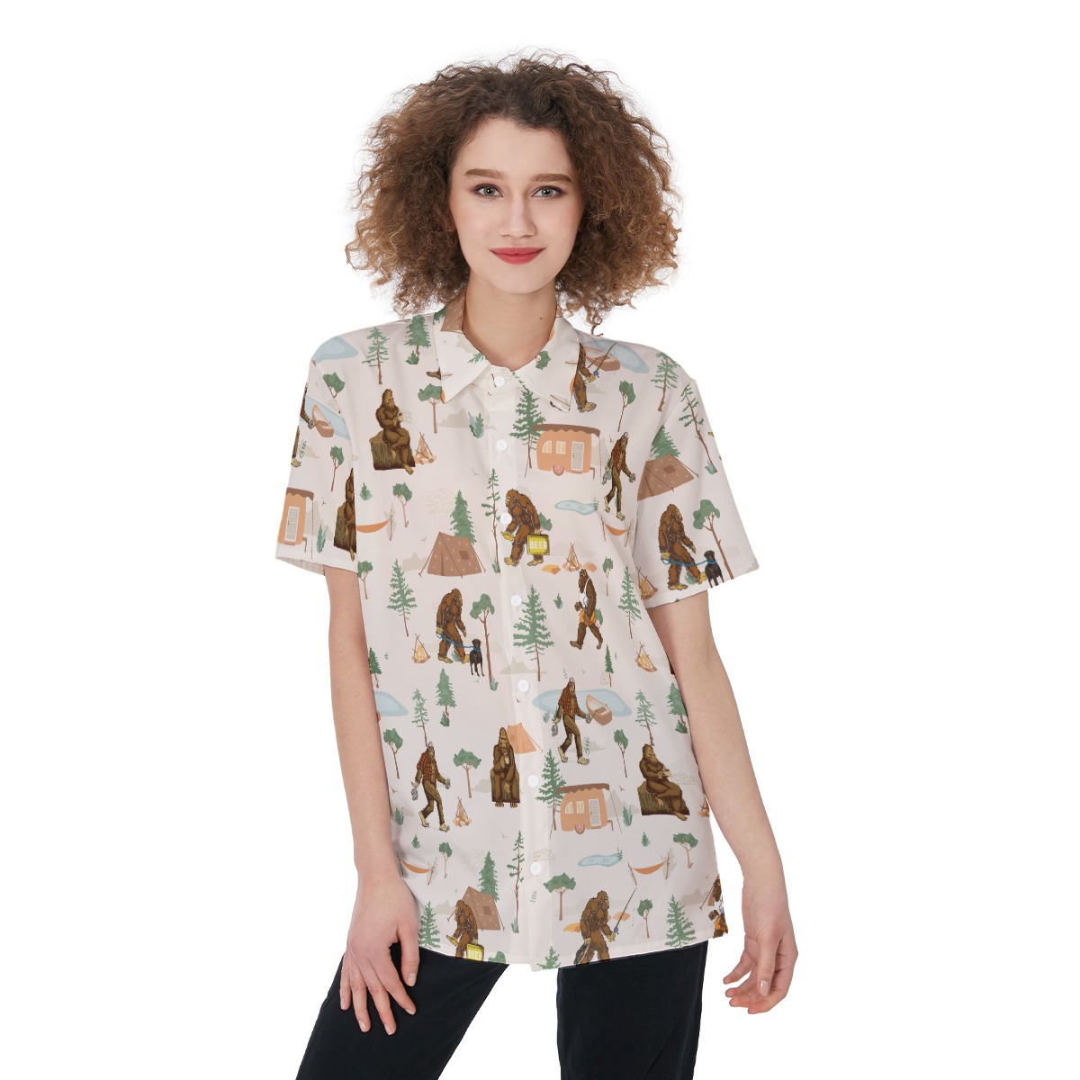 Sasquatch Camping Women's Hawaiian Shirt - variant image 1