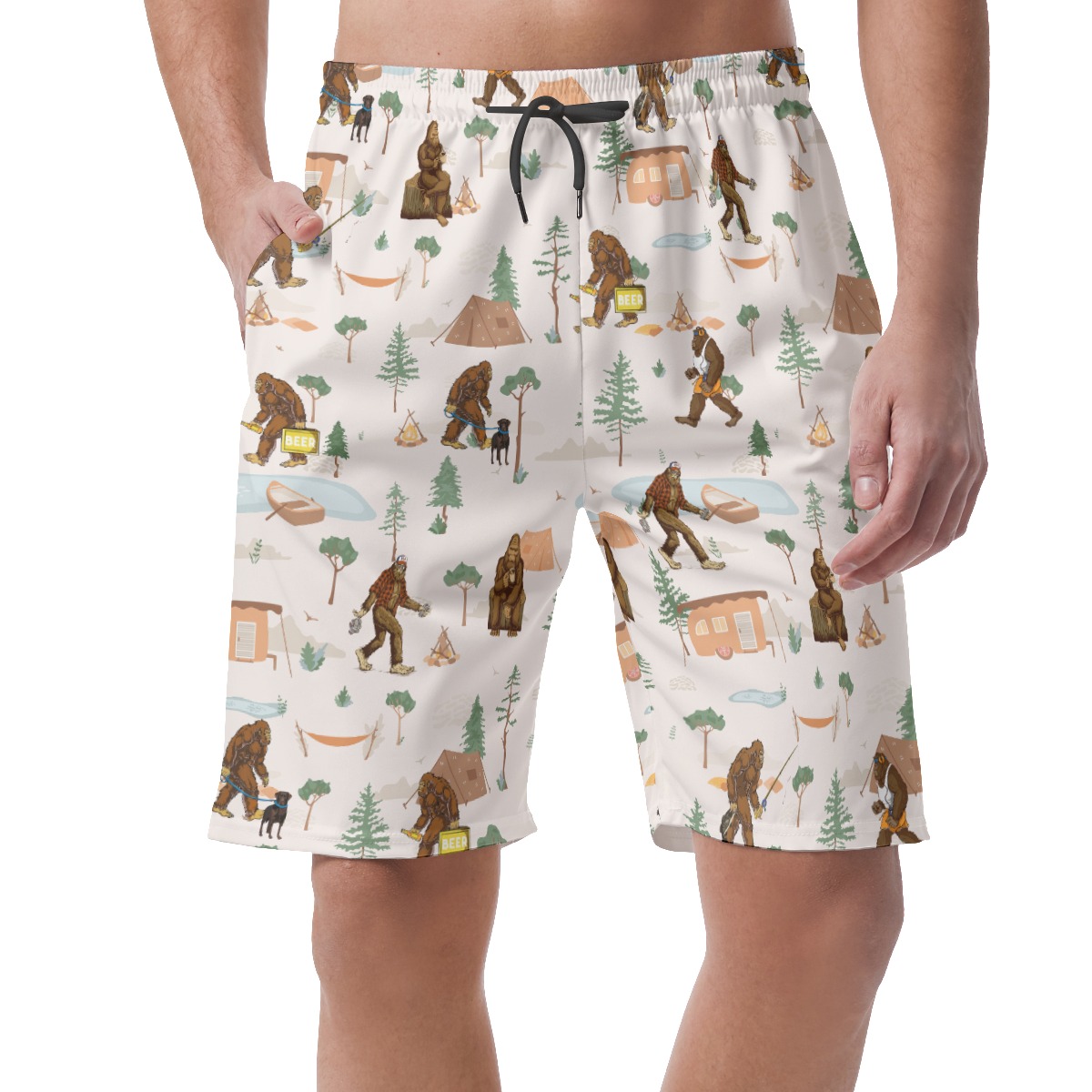 Cool Bigfoot Camping Summer Beach Shorts For Men - variant image 1