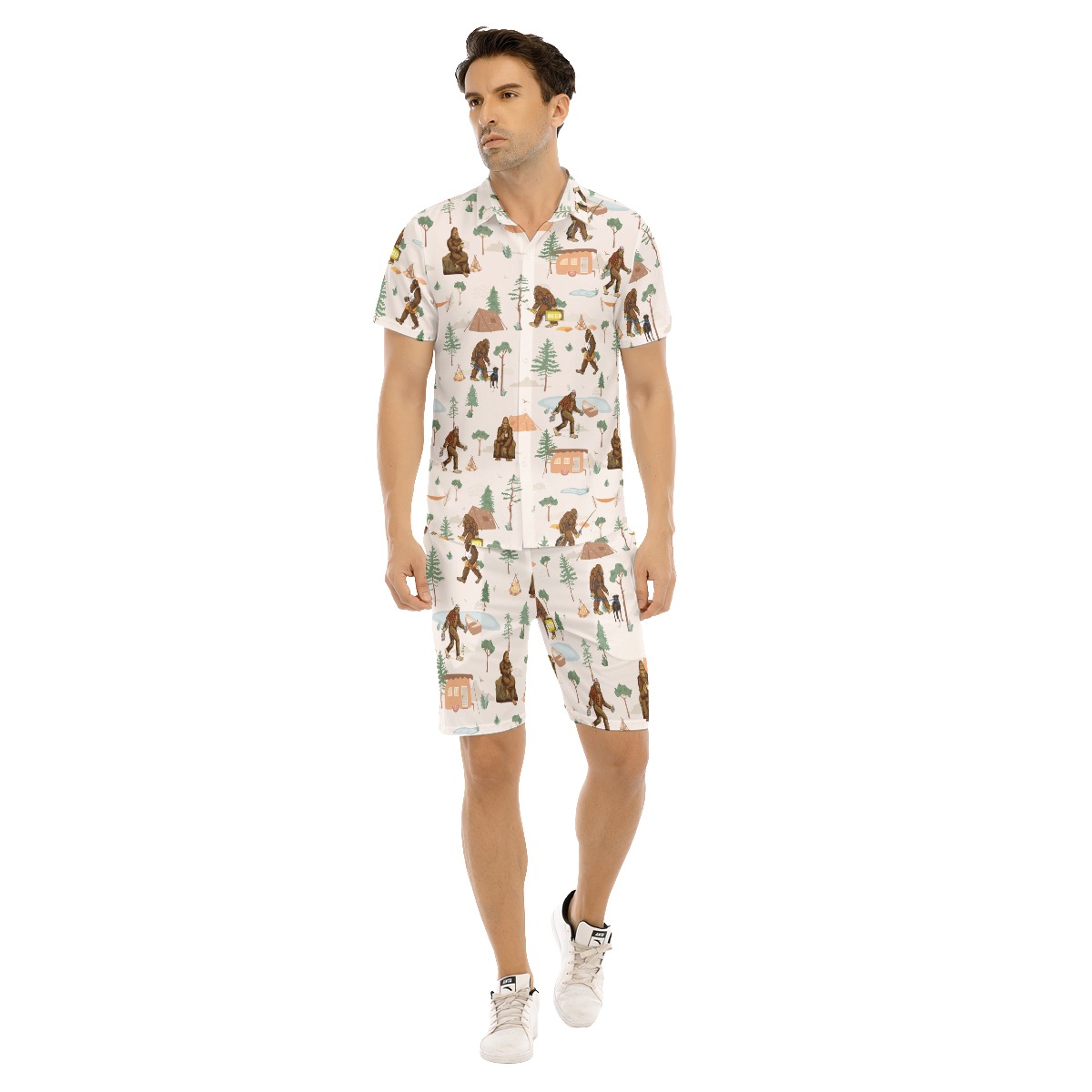 Funny Bigfoot Camping Hawaiian Shirt Set For Men - variant image 1