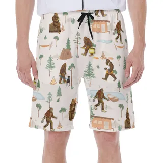 Sasquatch Camping Hawaiian Swim Trunks For Men