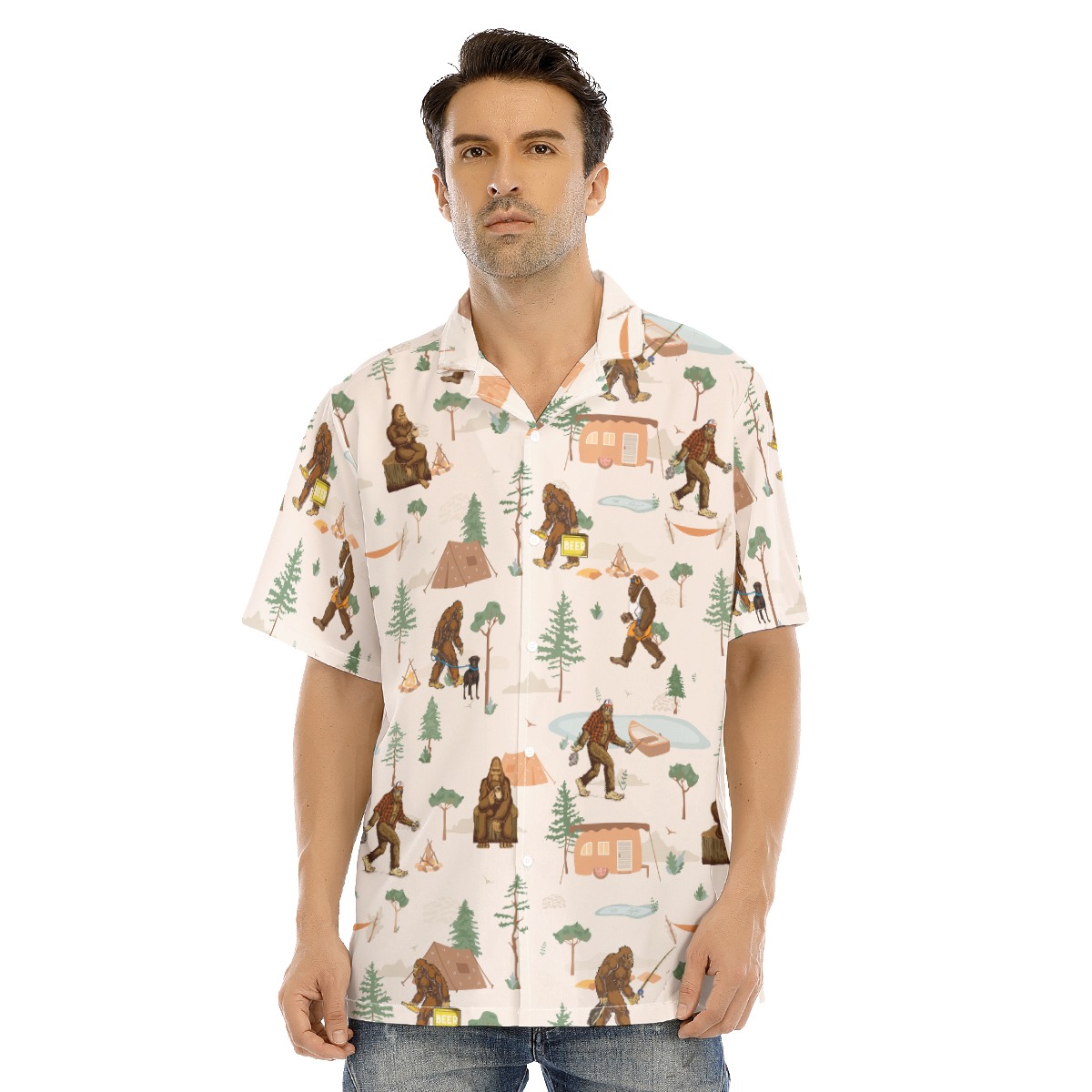 Camping With Bigfoot Hawaiian Shirt For Men - variant image 1