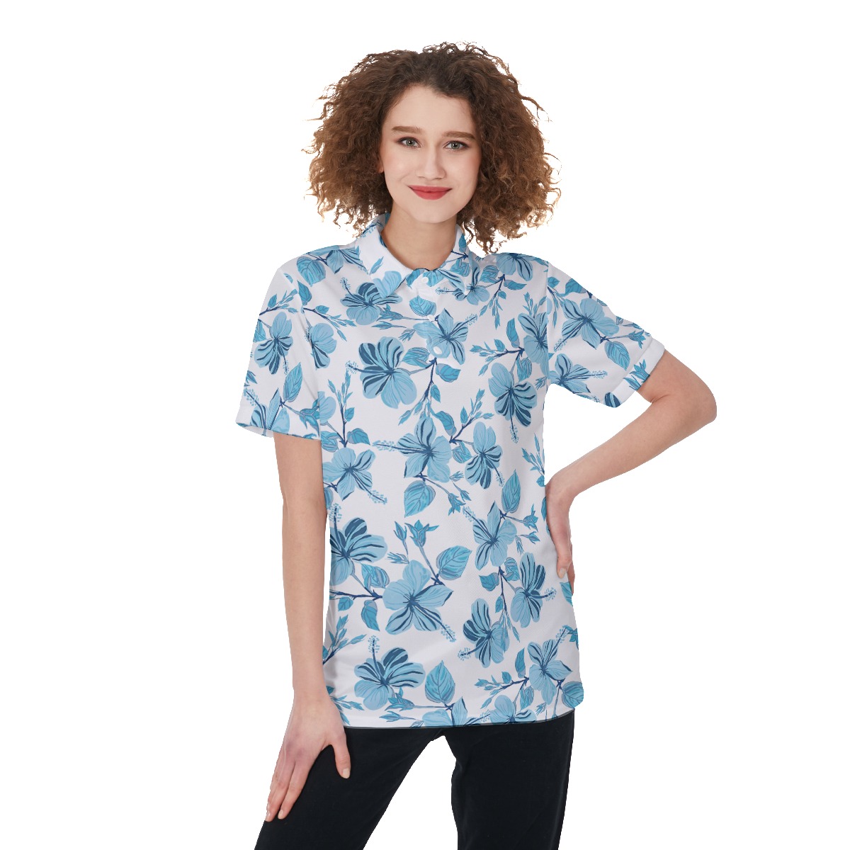 Tropical Print Hawaiian Polo Golf Shirt For Women - variant image 1