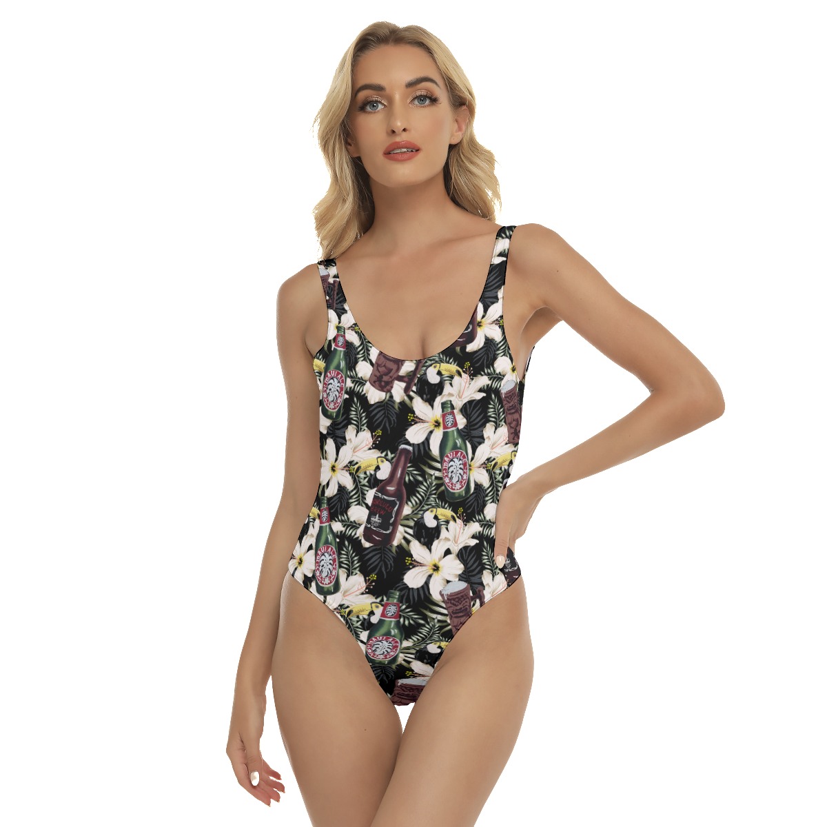 Tropical Toucan Beer Hibiscus Hawaiian Swimsuit For Women - variant image 1