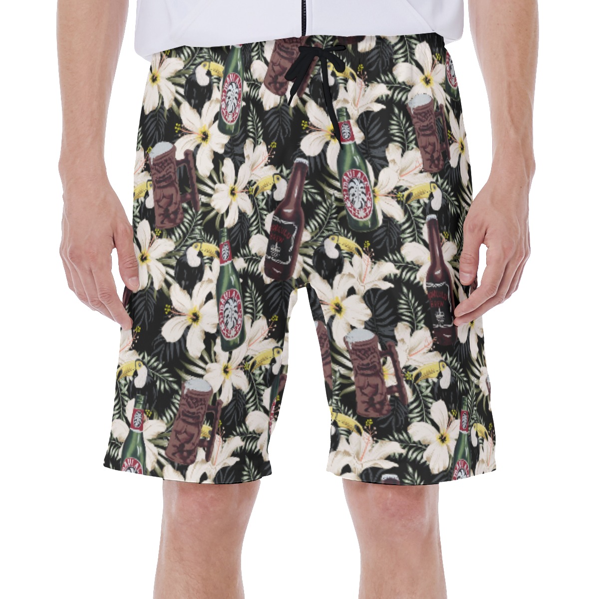 Floral Toucan Beer Vintage Hawaiian Swim Trunks For Men - variant image 1