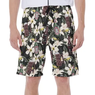 Floral Toucan Beer Vintage Hawaiian Swim Trunks For Men