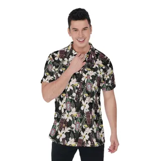 Funny Beer Toucan Floral Vintage Hawaiian Polo Shirt For Men