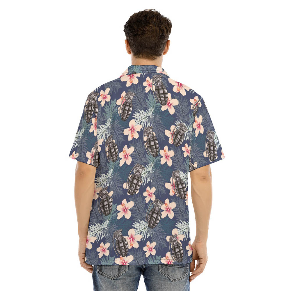 Cool Tactical Grenade Hibiscus Hawaiian Shirt