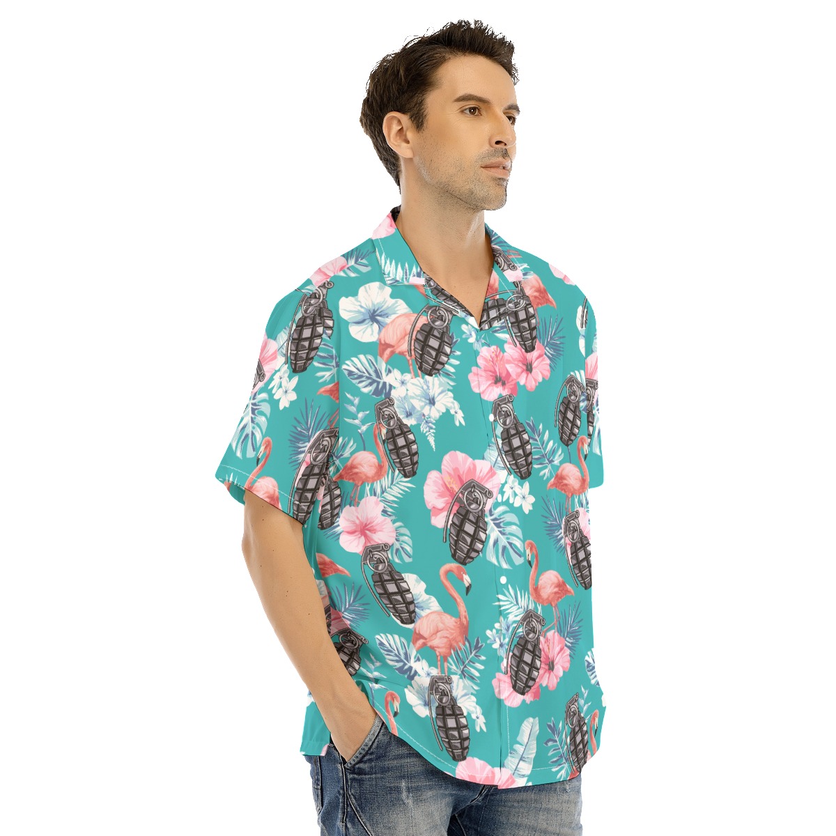Grenade Tactical Floral Flamingo Hawaiian Shirt