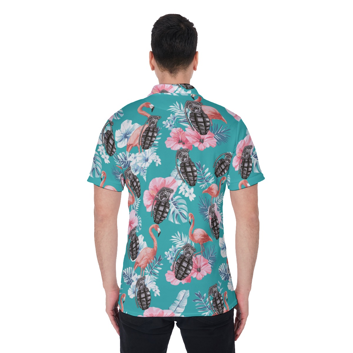 Tactical Grenade Blue Flamingo Floral Hawaiian Shirt