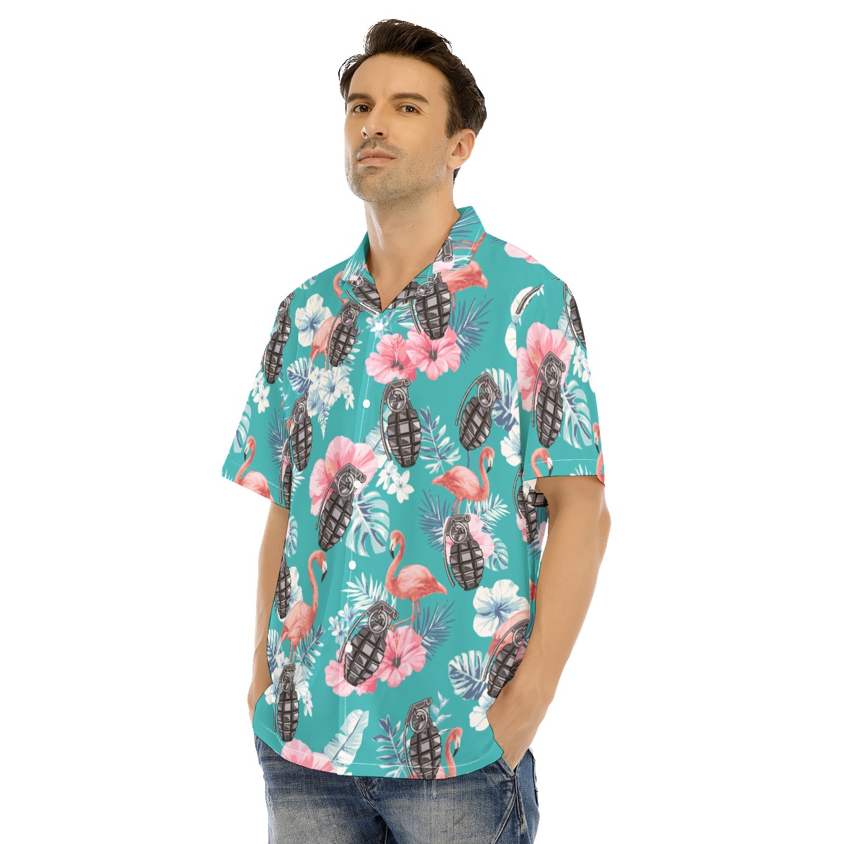 Grenade Tactical Floral Flamingo Hawaiian Shirt