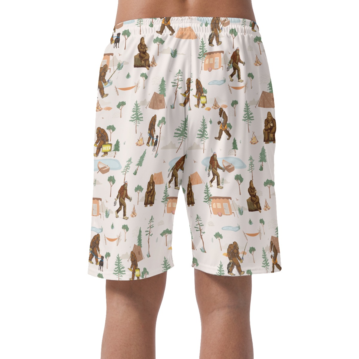 Cool Bigfoot Camping Summer Beach Shorts For Men