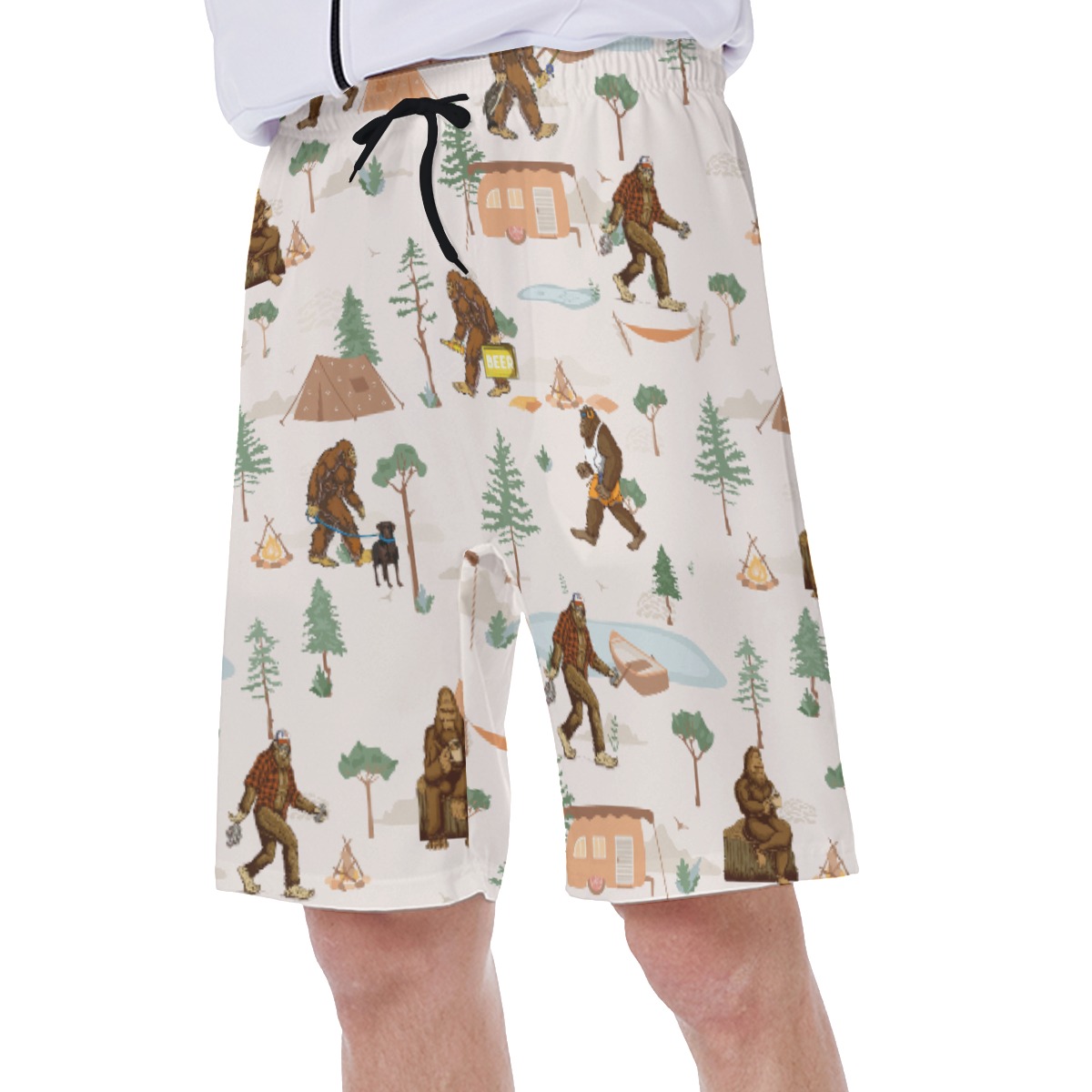 Sasquatch Camping Hawaiian Swim Trunks For Men