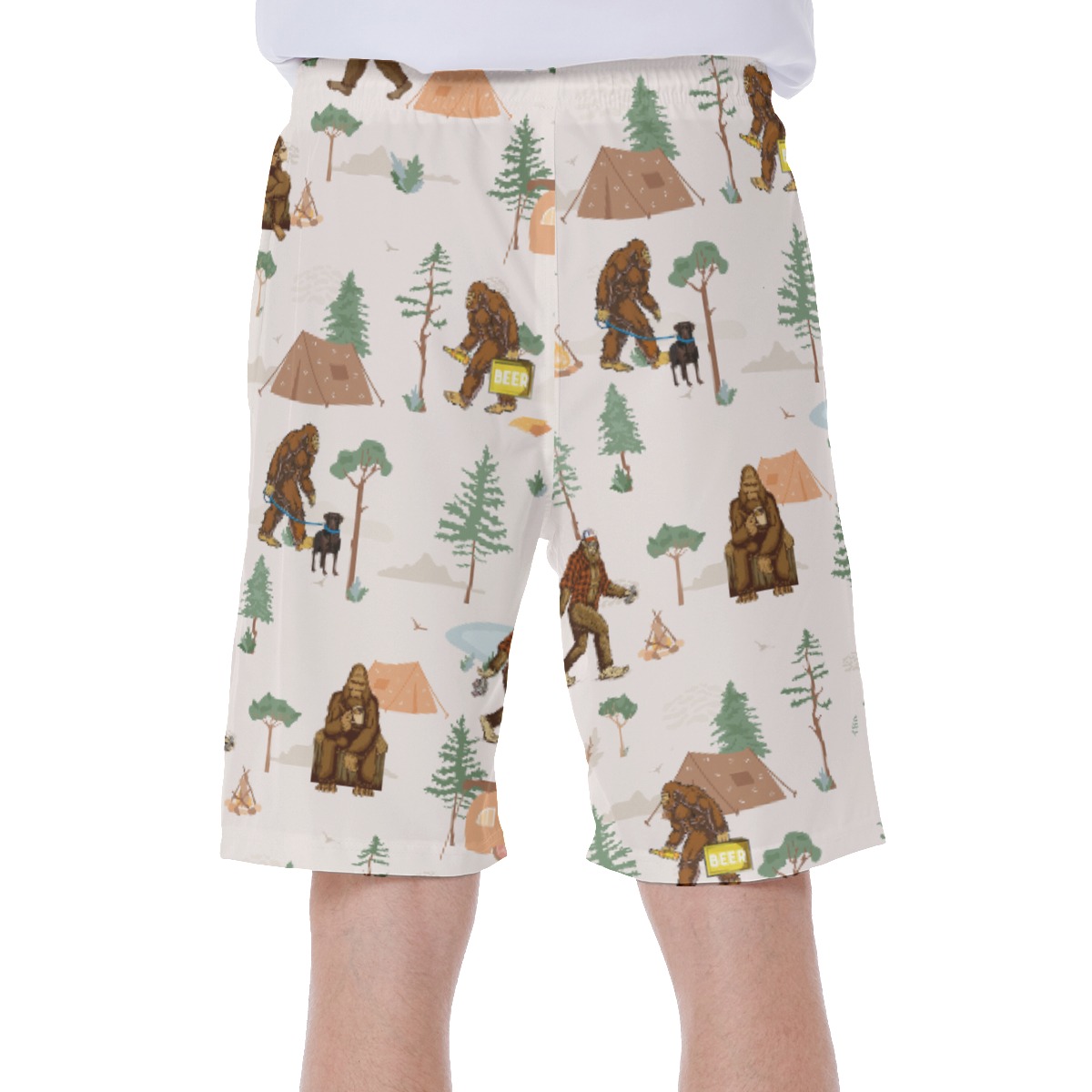 Sasquatch Camping Hawaiian Swim Trunks For Men