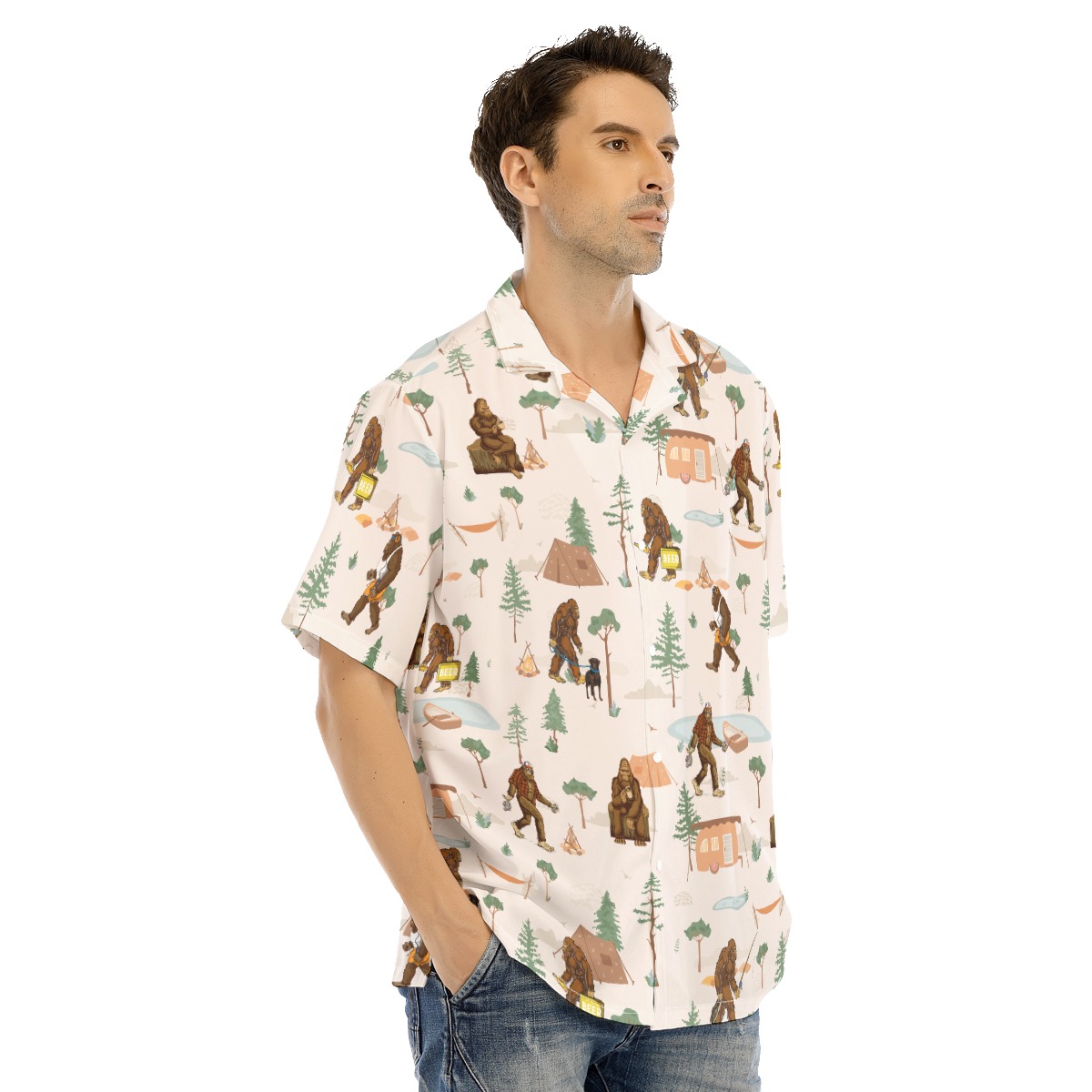 Camping With Bigfoot Hawaiian Shirt For Men