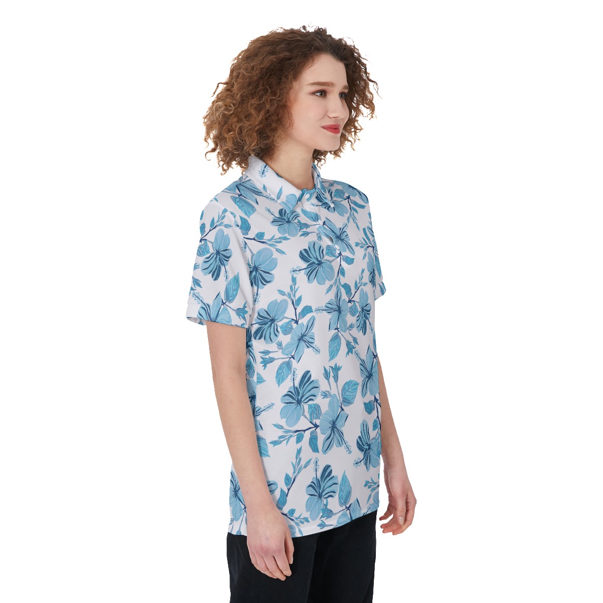Tropical Print Hawaiian Polo Golf Shirt For Women