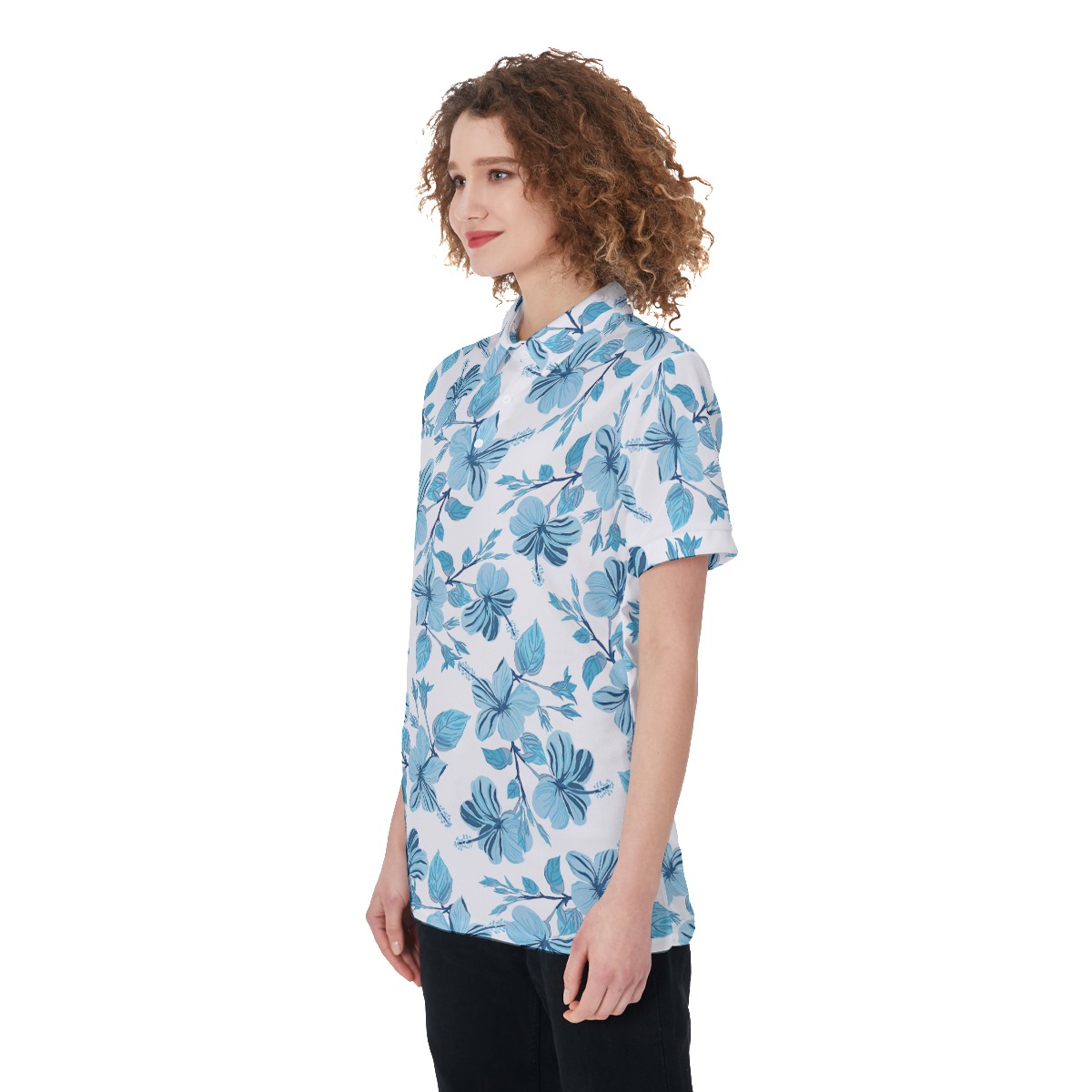 Tropical Print Hawaiian Polo Golf Shirt For Women
