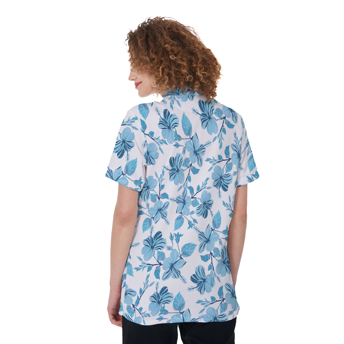 Tropical Print Hawaiian Polo Golf Shirt For Women