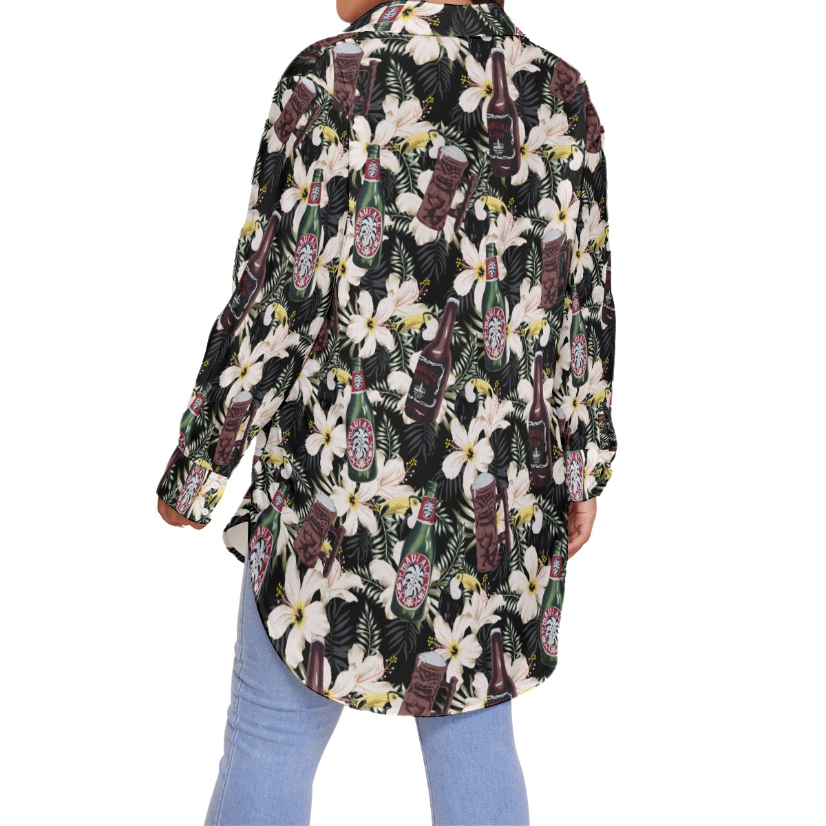 Funny Toucan Vintage Beer Floral Hawaiian Plus Size Shirt For Women