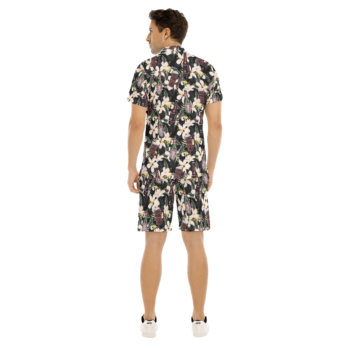 Set Floral Toucan Beer Hawaiian Shirt And Matching Shorts For Men