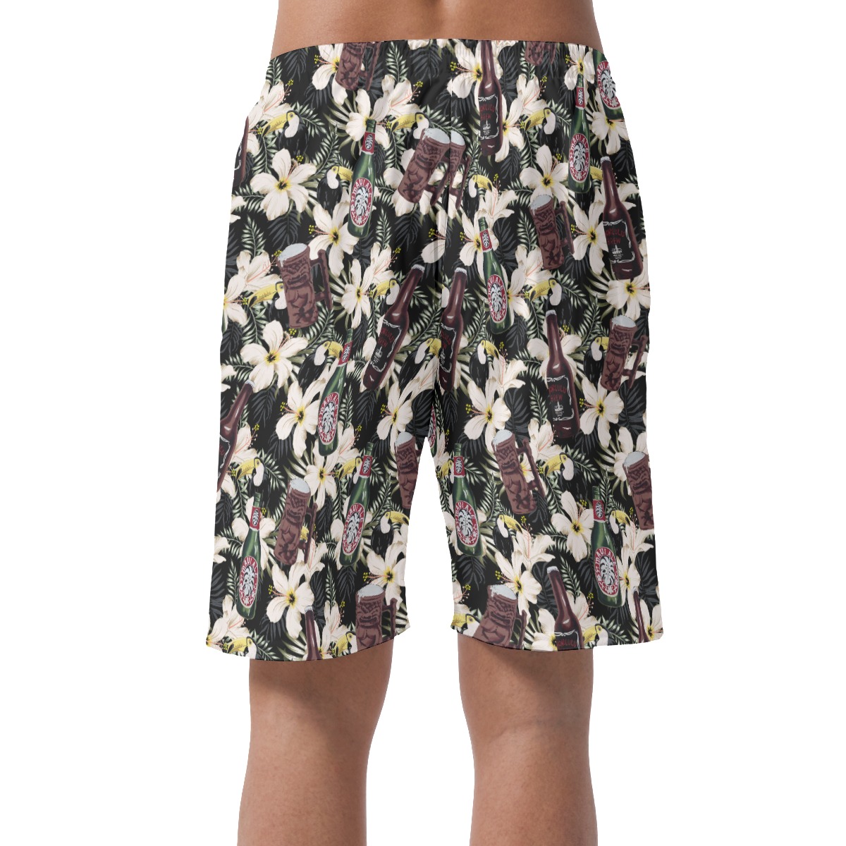 Floral Toucan Beer Vintage Hawaiian Beach Shorts For Men