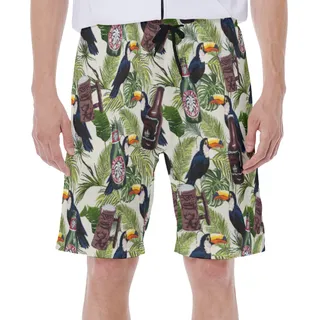 Tropical Toucan Beer Green Hawaiian Swim Trunks For Men