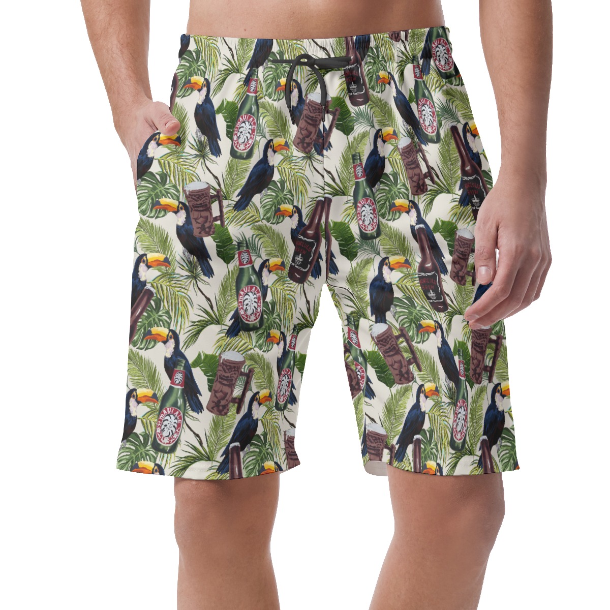 Tropical Beer Toucan Hawaiian Beach Shorts For Men - variant image 1