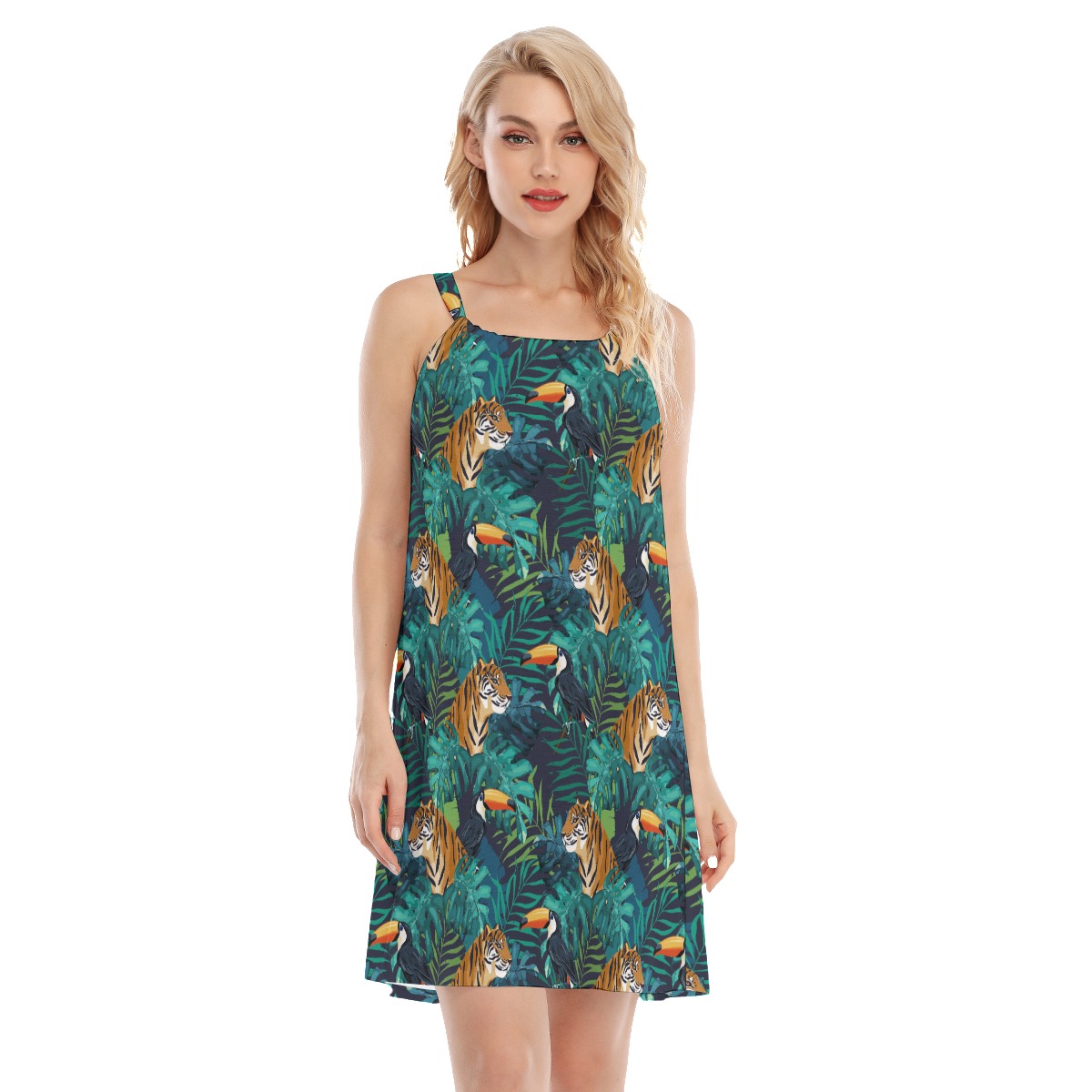 Jungle Tiger Tropical Toucan Aloha Cami Dress - variant image 1