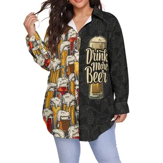 Drink More Beer Hawaiian Plus Size Shirt For Women