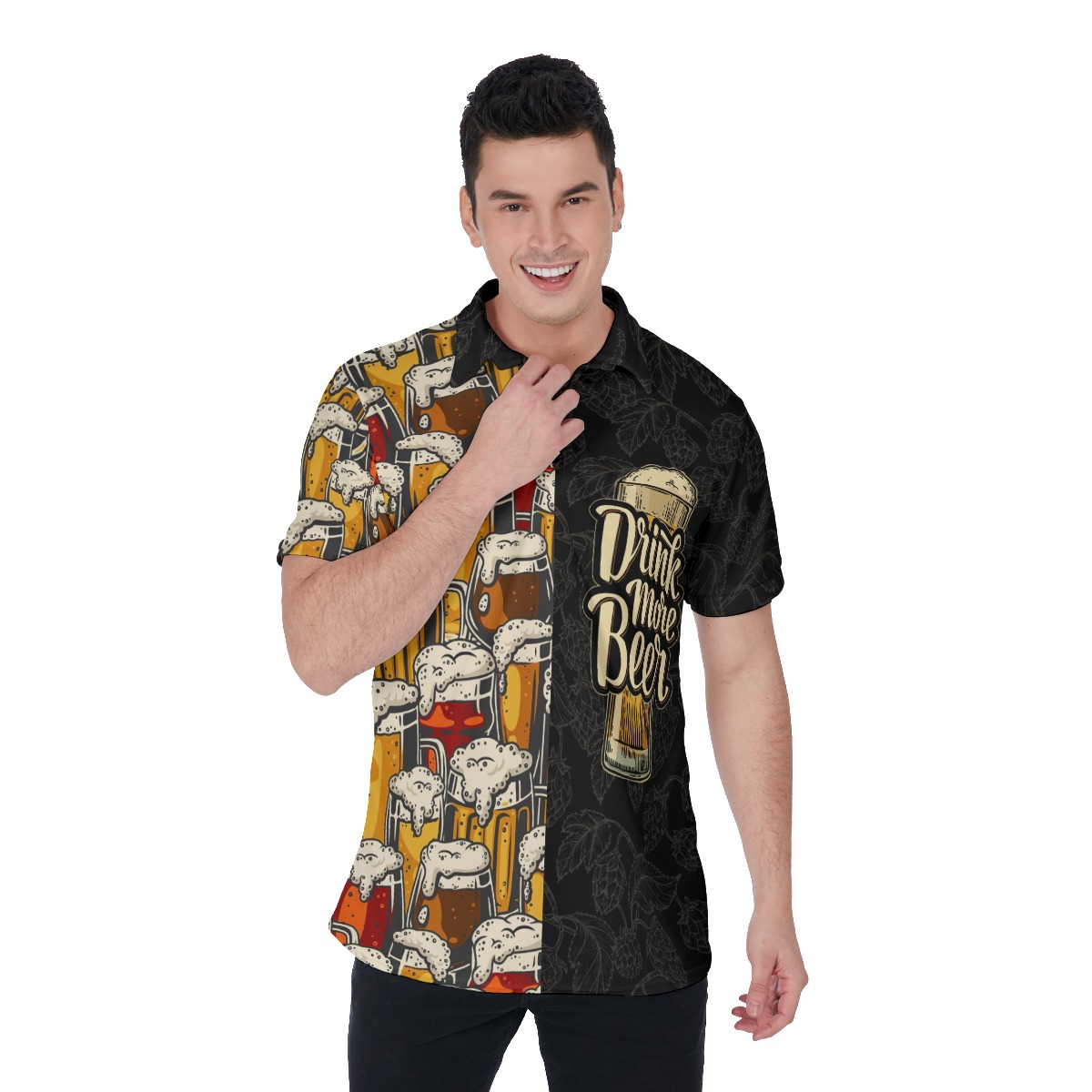 Drink More Beer Hawaiian Polo Shirt For Men - variant image 1