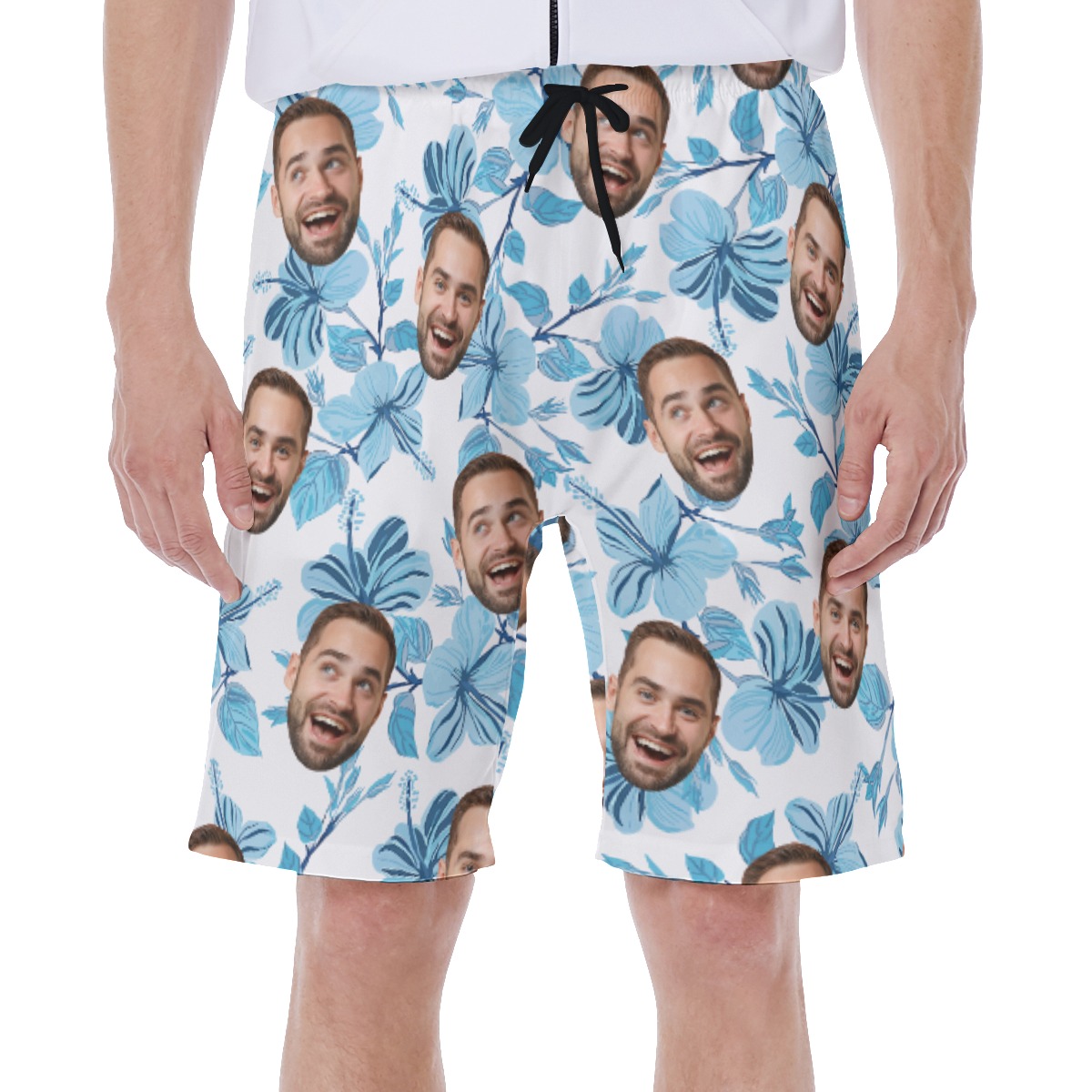 Custom Multiple Faces Hawaiian Swim Trunks Shorts For Men - variant image 1