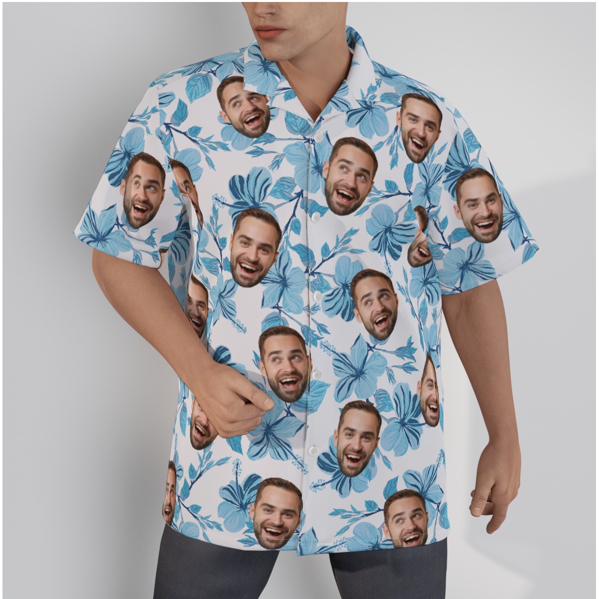 Blue Hawaiian Shirt With Your Face - variant image 1