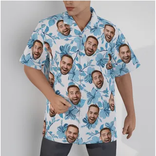 Blue Hawaiian Shirt With Your Face