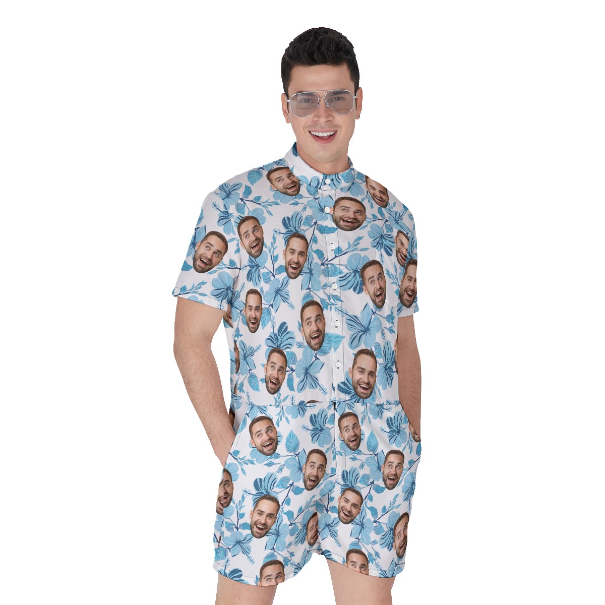 Men's Tropical Romper With Your Face - variant image 1
