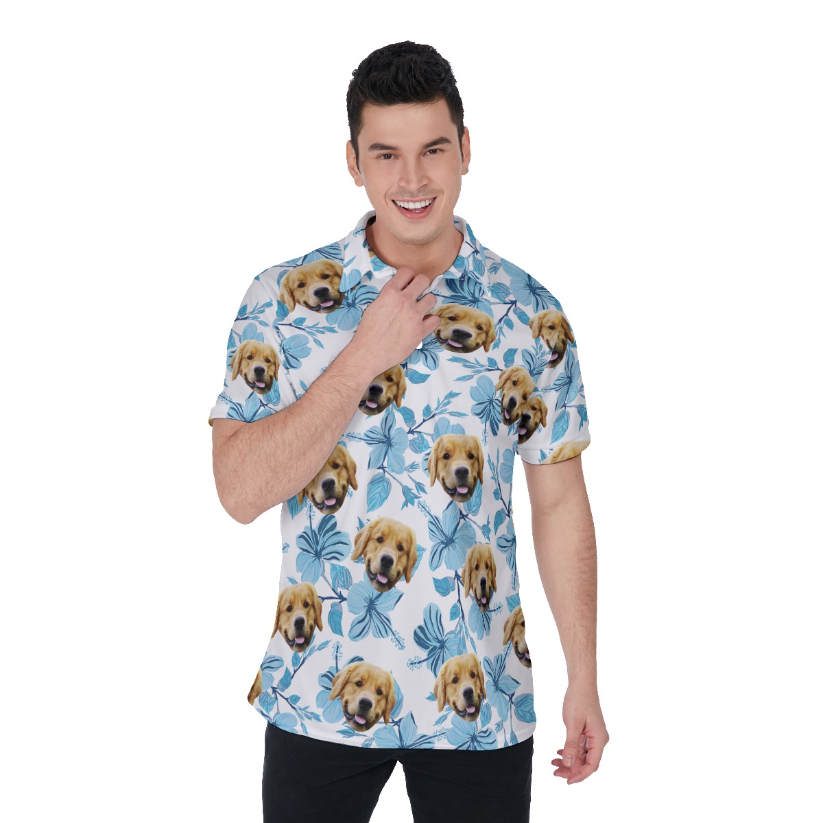 Custom Hawaiian Polo Shirt With Pet Photos For Men - variant image 1